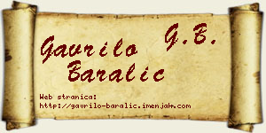 Gavrilo Baralić vizit kartica